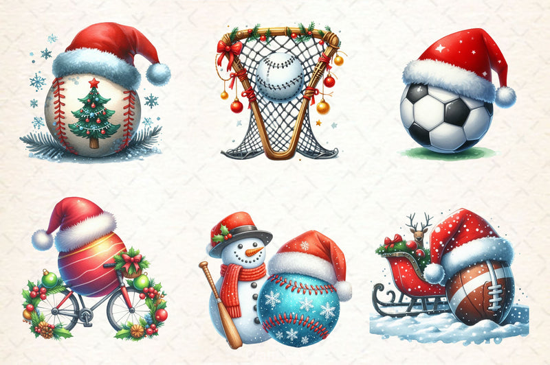 Christmas Sport Balls Clipart Bundle 2 - CraftNest - Digital Crafting and Art