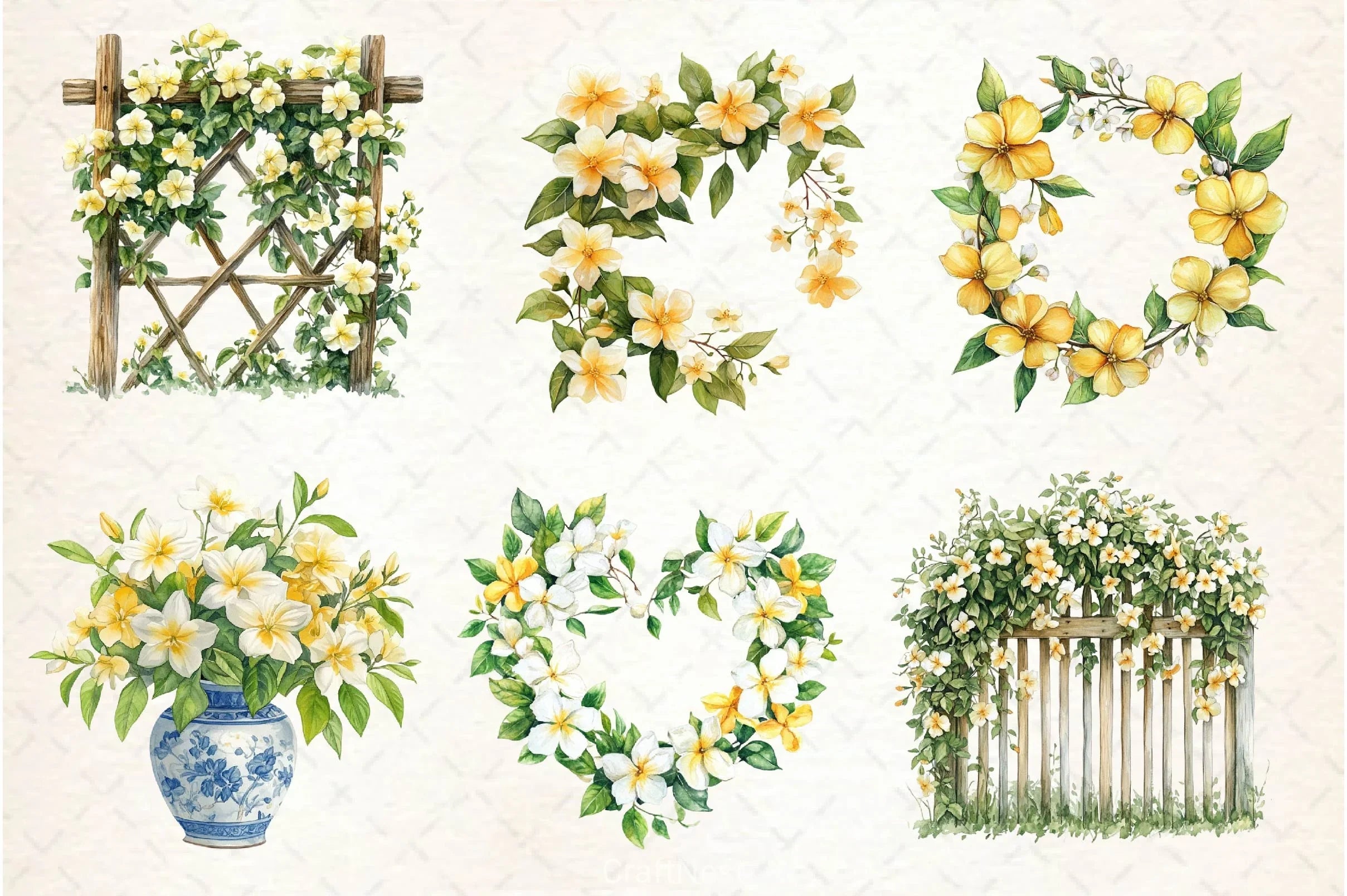 Spring Jasmine Flower Clipart Bundle - CraftNest - Digital Crafting and Art