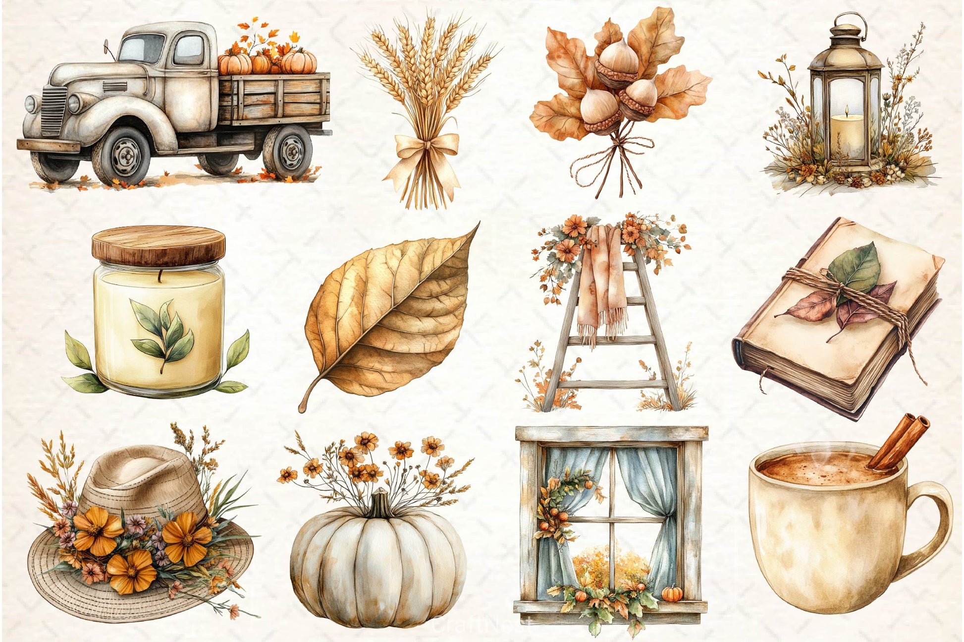 Beige Autumn Clipart Bundle - CraftNest - Digital Crafting and Art