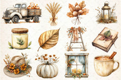 Beige Autumn Clipart Bundle - CraftNest - Digital Crafting and Art