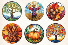 Round Stained Glass Autumn Clipart Bundle - CraftNest - Digital Crafting and Art