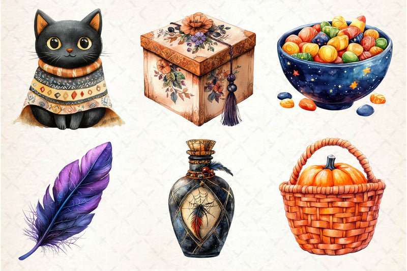 Boho Halloween Trick Or Treat Clipart Bundle 2 - CraftNest - Digital Crafting and Art