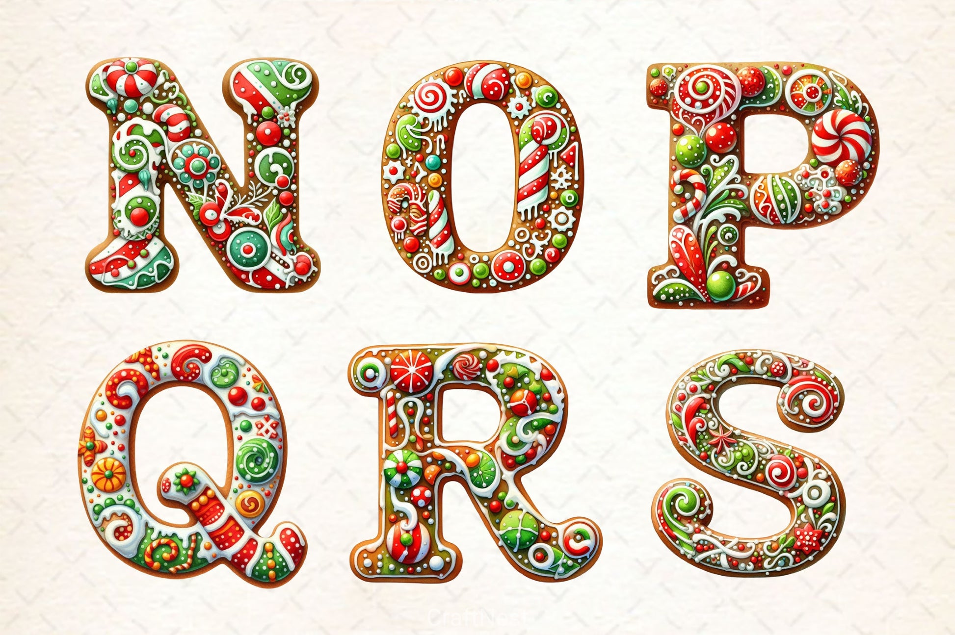 Christmas Gingerbread Alphabet Clipart Bundle 6 - CraftNest - Digital Crafting and Art