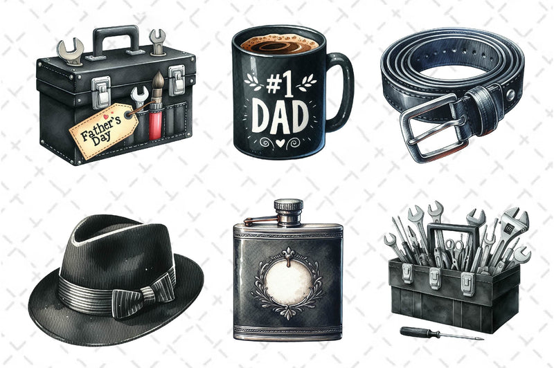 Classic Black Father's Day Clipart Bundle - CraftNest - Digital Crafting and Art