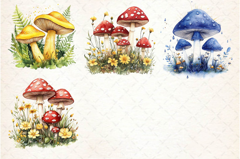 Spring Magical Mushrooms Clipart Bundle - CraftNest - Digital Crafting and Art