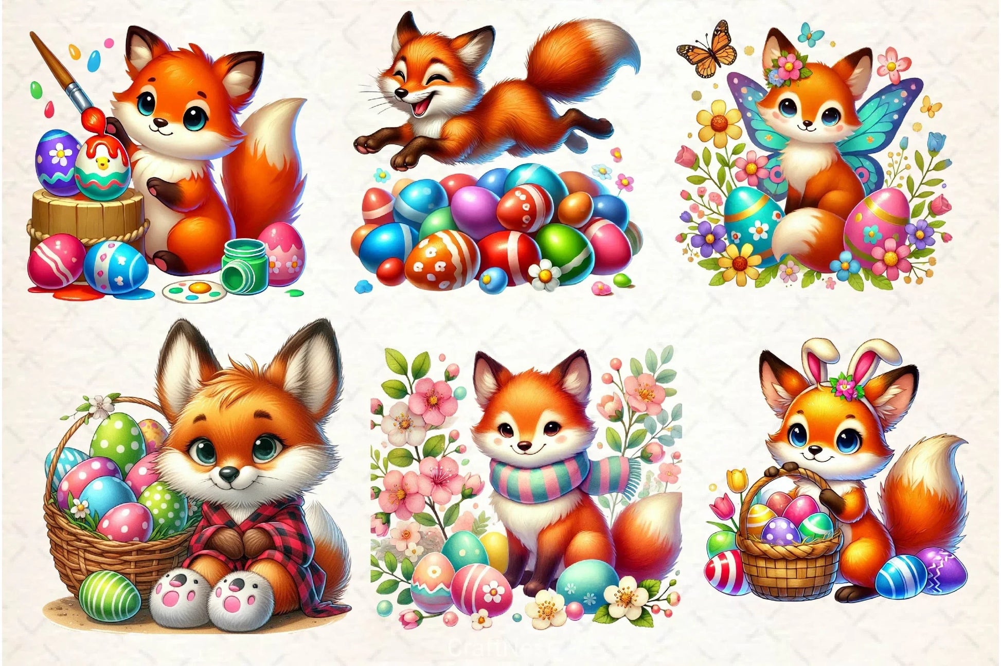 Easter Fox Clipart Bundle 3 - CraftNest - Digital Crafting and Art