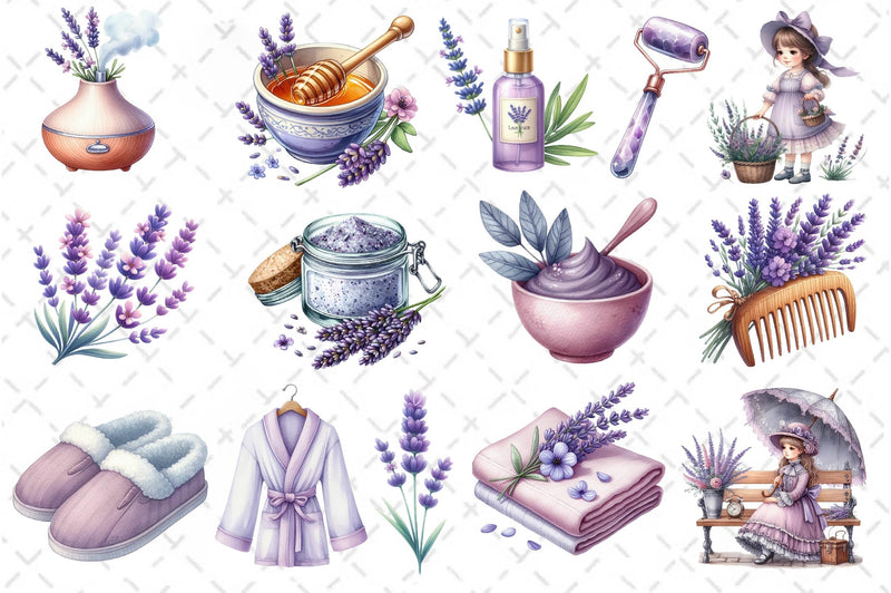 Lavender Pamper Time Clipart Bundle - CraftNest - Digital Crafting and Art