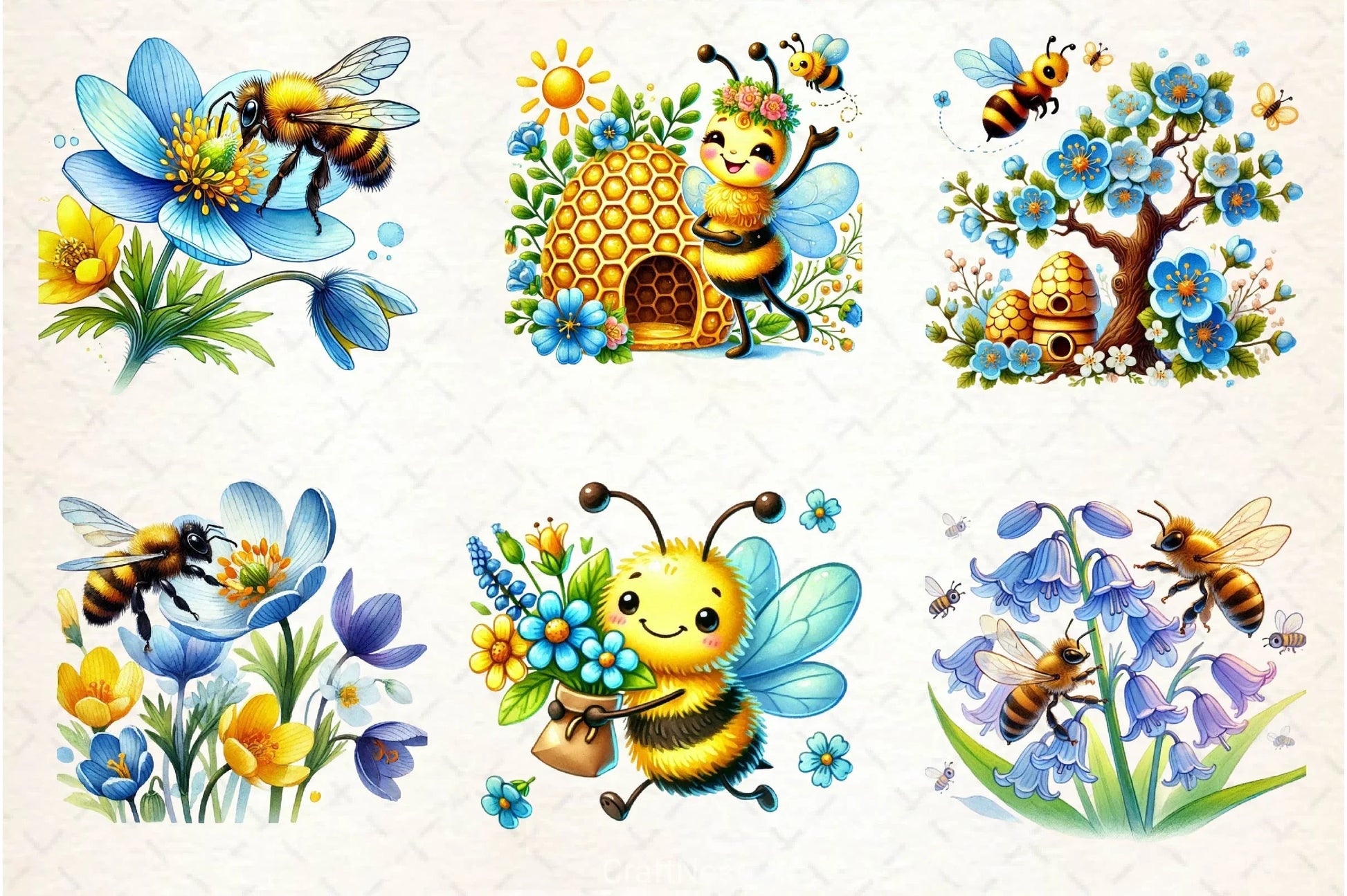 Spring Bees Clipart Bundle 4 - CraftNest - Digital Crafting and Art
