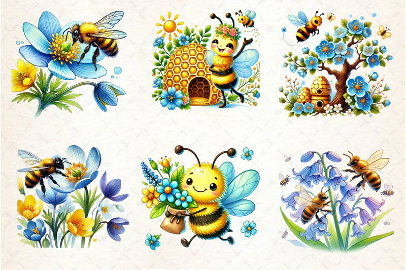 Spring Bees Clipart Bundle 4 - CraftNest - Digital Crafting and Art