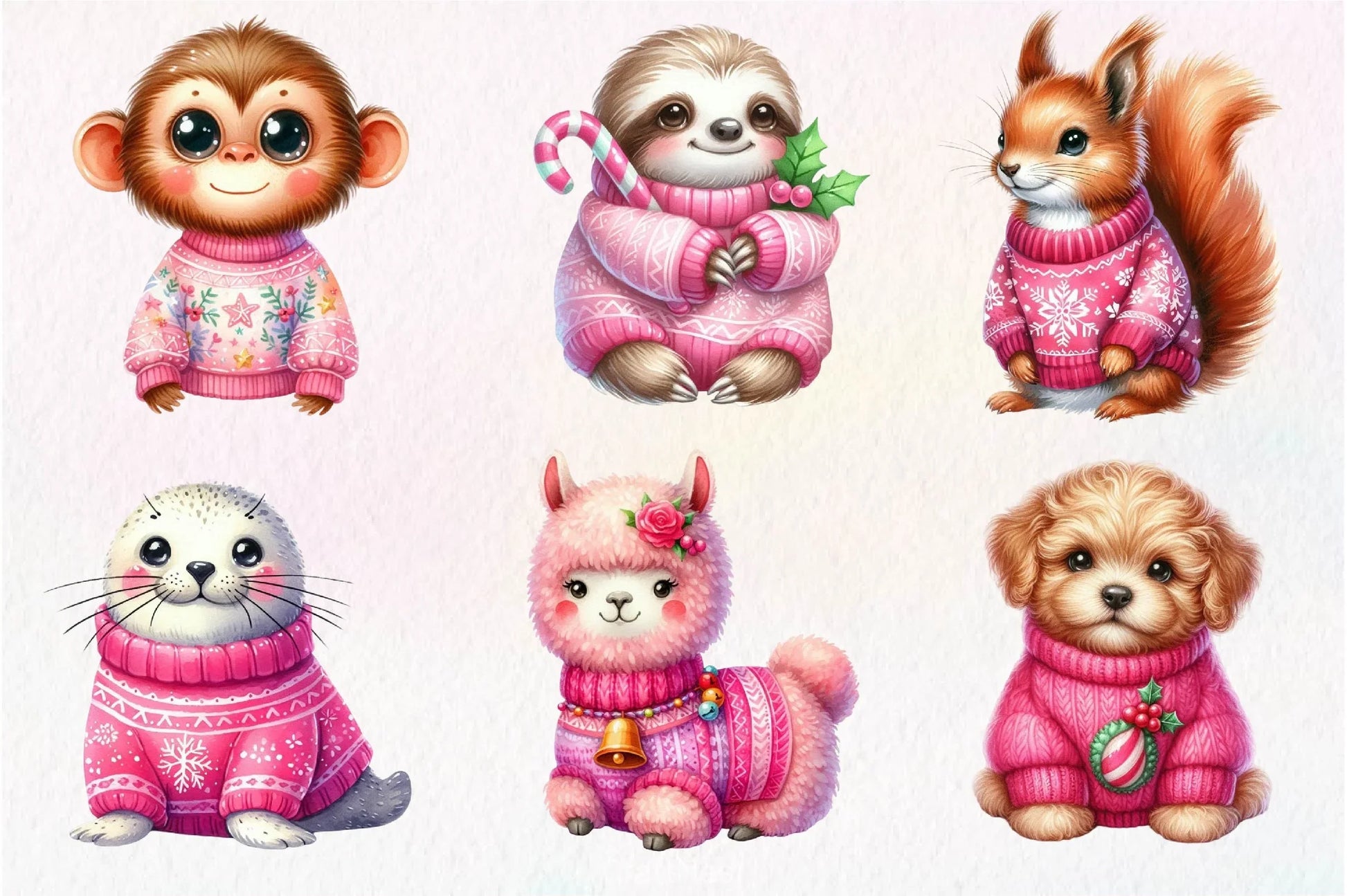 Pink Animals Christmas Clipart Bundle - CraftNest - Digital Crafting and Art