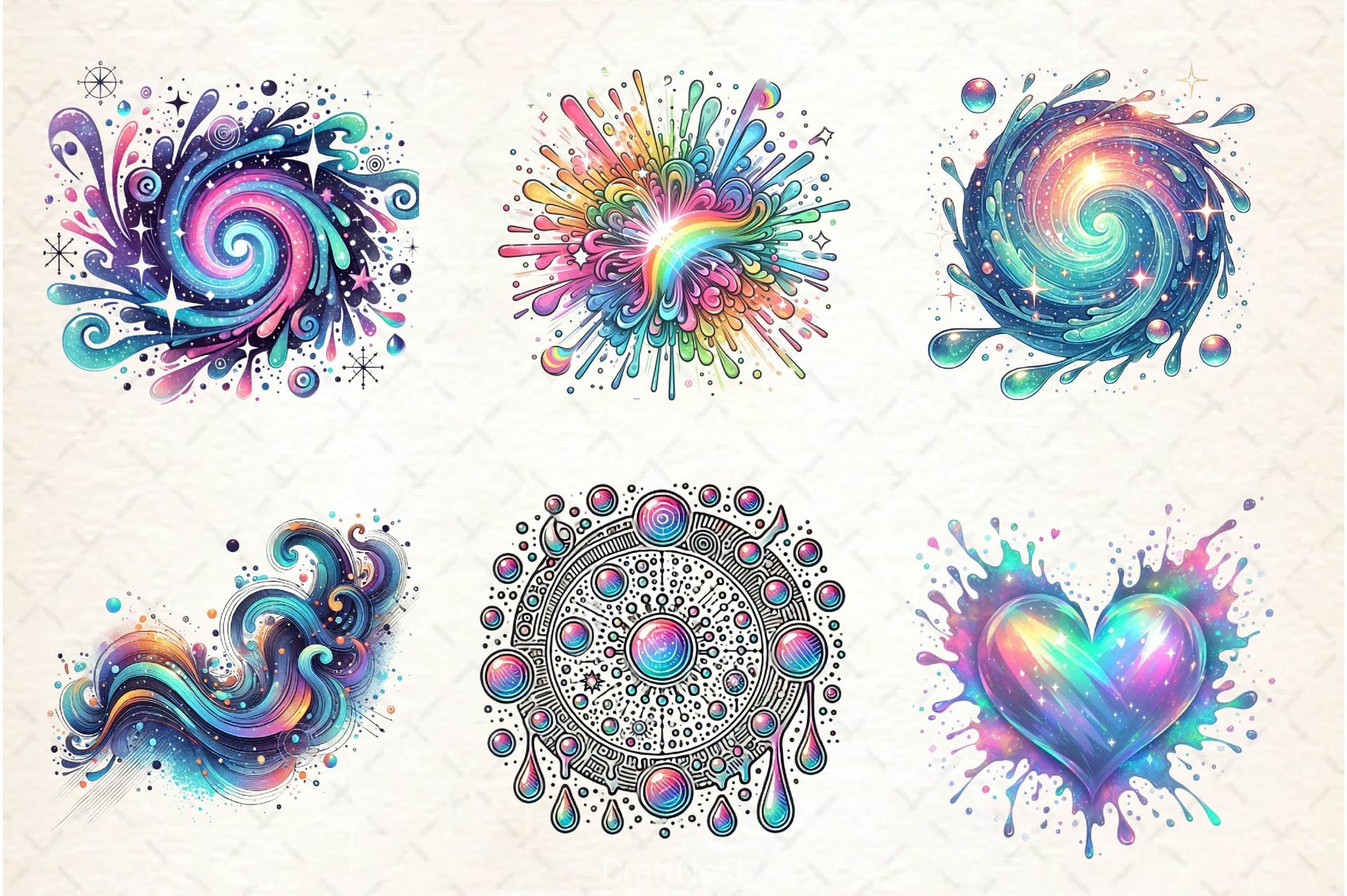 Holographic Drips And Splashes Clipart Bundle 2 - CraftNest - Digital Crafting and Art