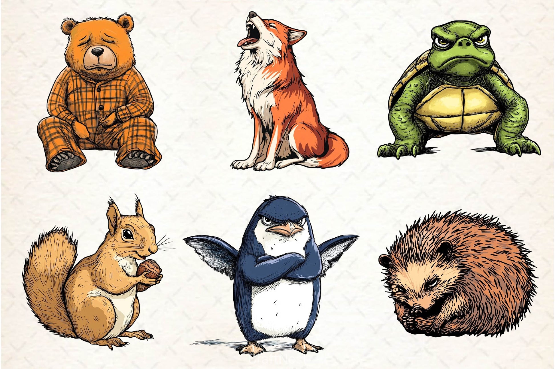 Funny Grumpy Animals Clipart Bundle 4 - CraftNest - Digital Crafting and Art