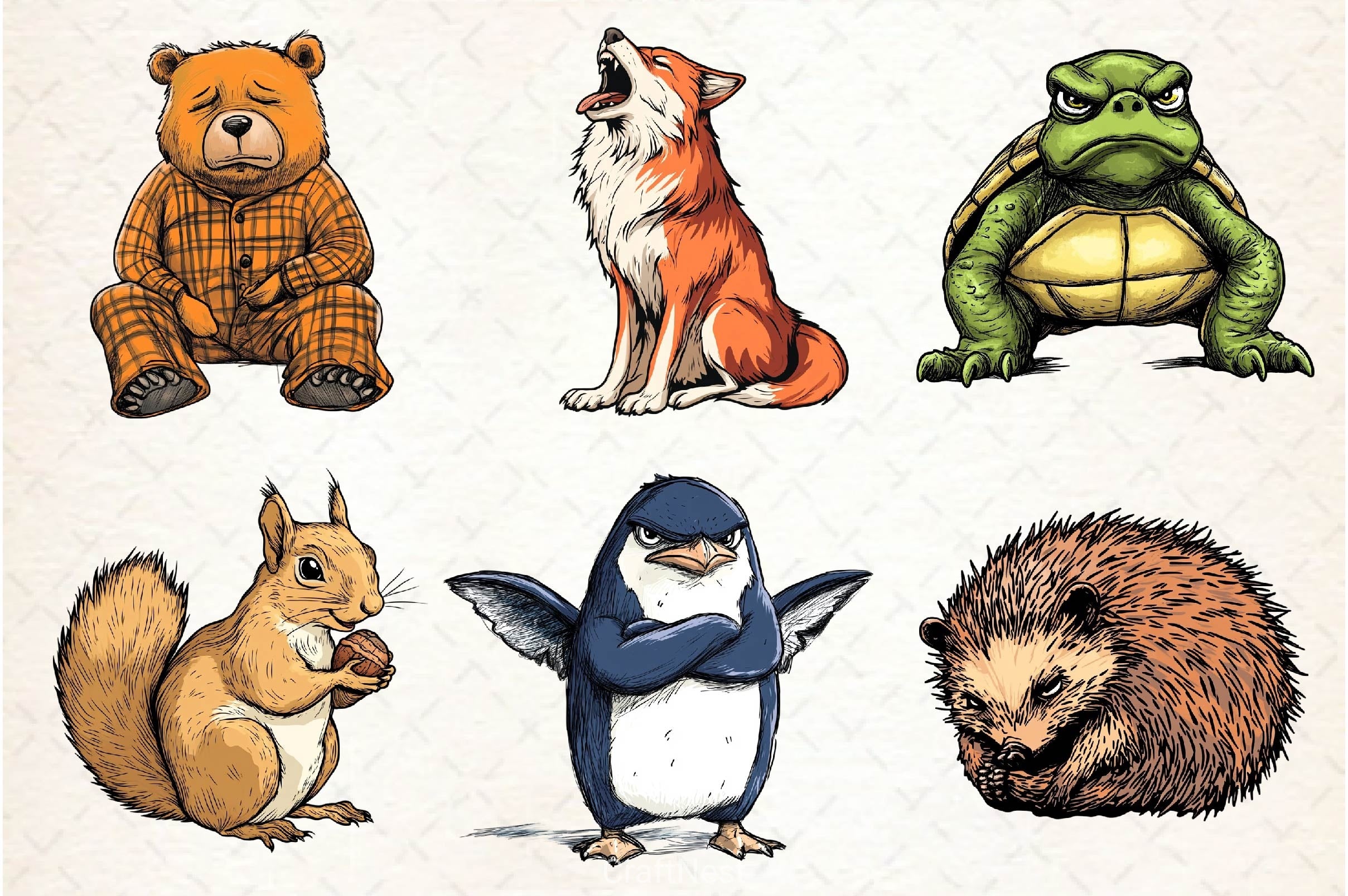 Funny Grumpy Animals Clipart Bundle 4 - CraftNest - Digital Crafting and Art