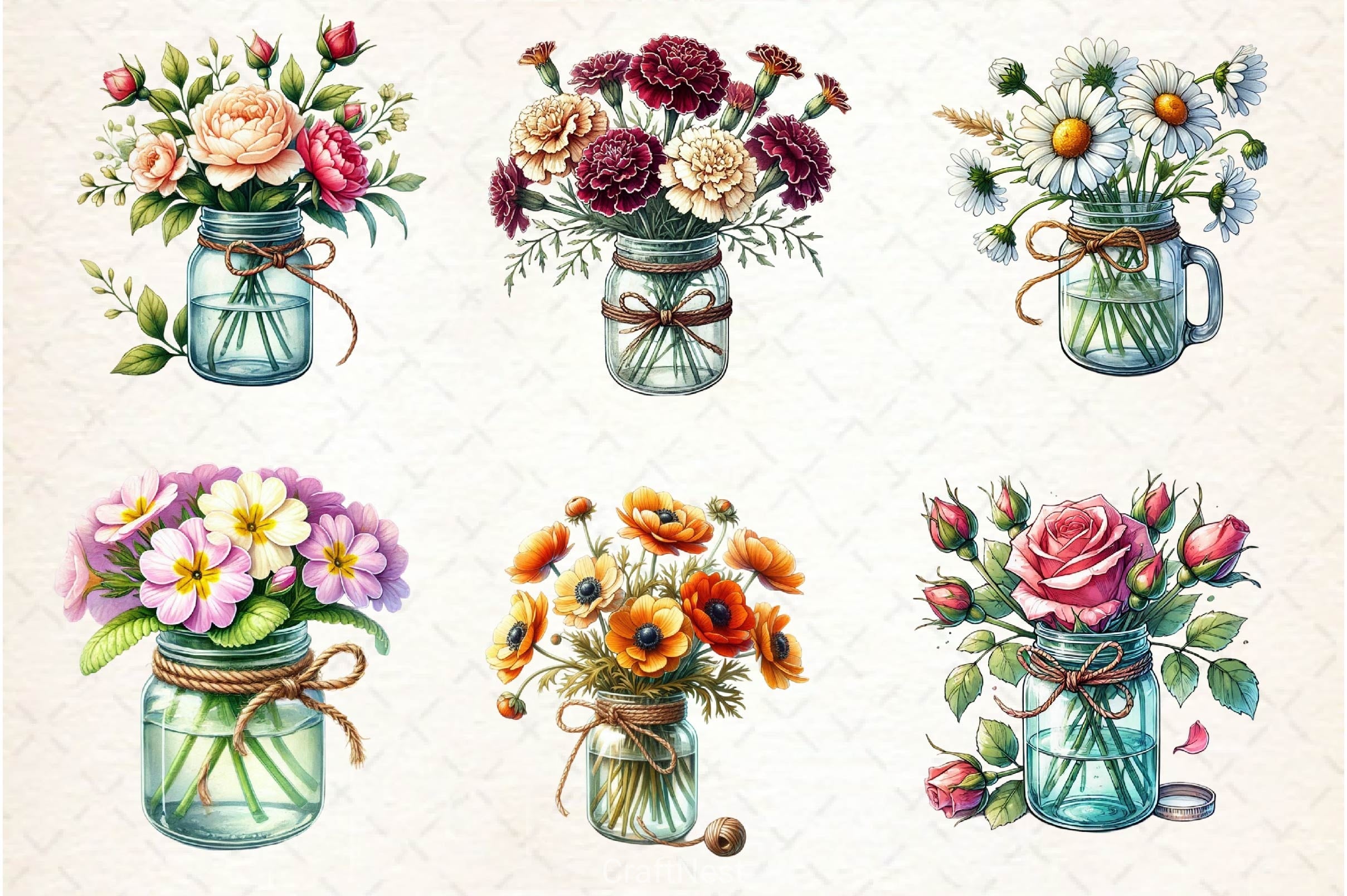 Flower Jar Clipart Bundle 6 - CraftNest - Digital Crafting and Art