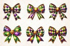 Mardi Gras Coquette Bow Clipart Bundle 2 - CraftNest - Digital Crafting and Art