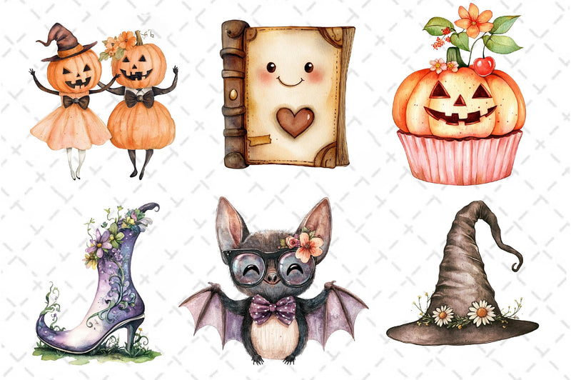 Cute Retro Halloween Clipart Bundle 2 - CraftNest - Digital Crafting and Art