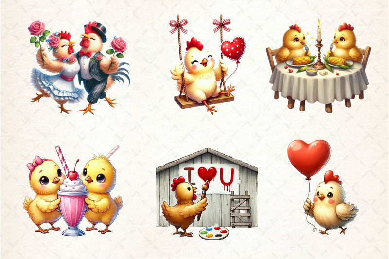 Valentines Day Chicken Clipart Bundle - CraftNest - Digital Crafting and Art