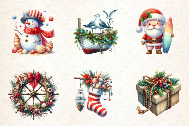 Merry Maritime Christmas Clipart Bundle 2 - CraftNest - Digital Crafting and Art