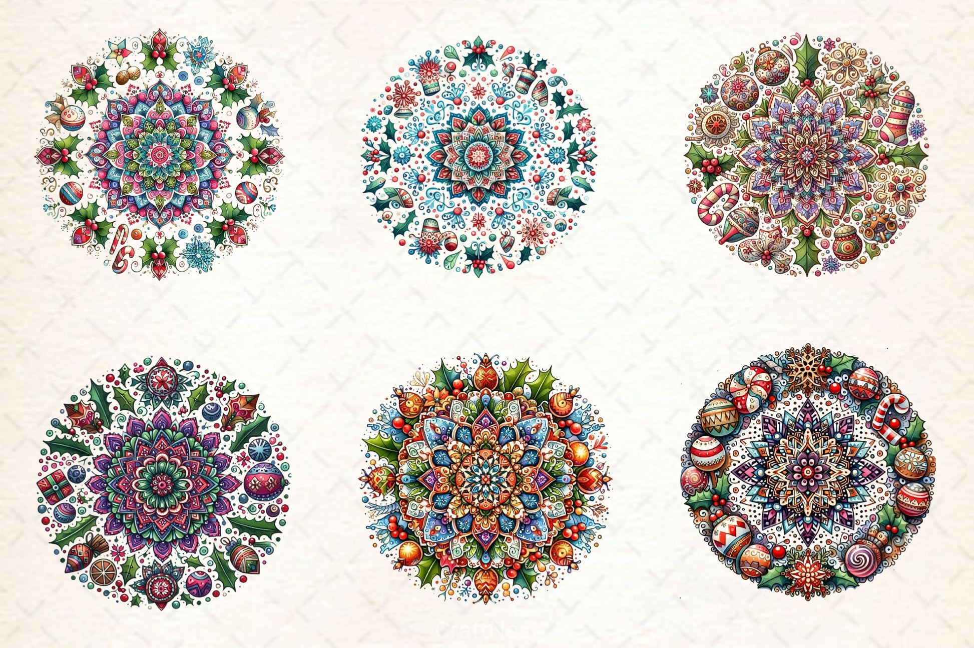 Boho Mandala Christmas Clipart Bundle - CraftNest - Digital Crafting and Art