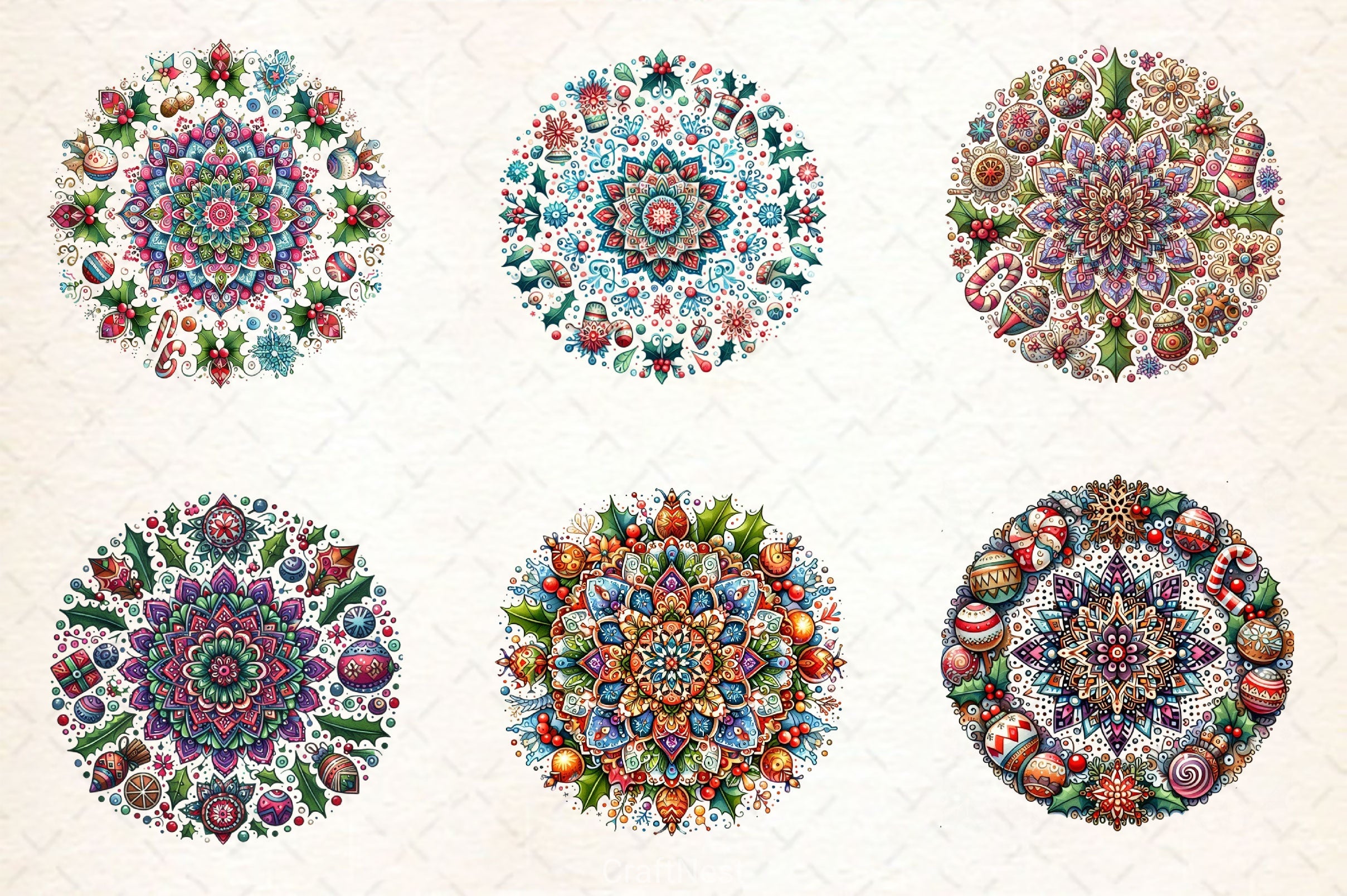 Boho Mandala Christmas Clipart Bundle - CraftNest - Digital Crafting and Art