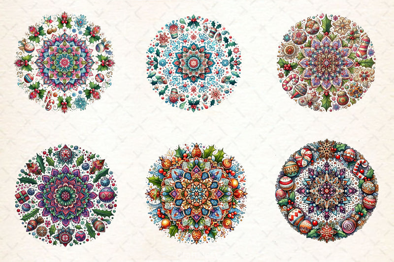 Boho Mandala Christmas Clipart Bundle - CraftNest - Digital Crafting and Art