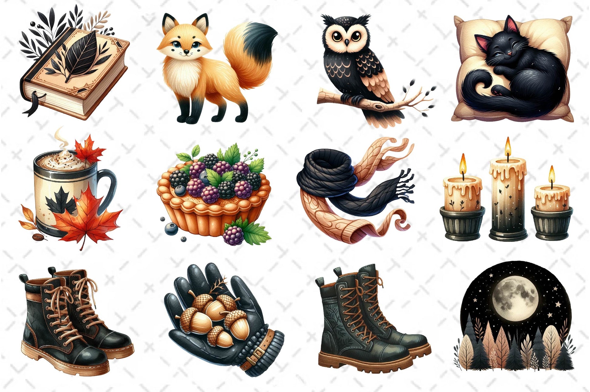 Beige Black Autumn Clipart Bundle - CraftNest - Digital Crafting and Art