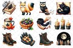 Beige Black Autumn Clipart Bundle - CraftNest - Digital Crafting and Art