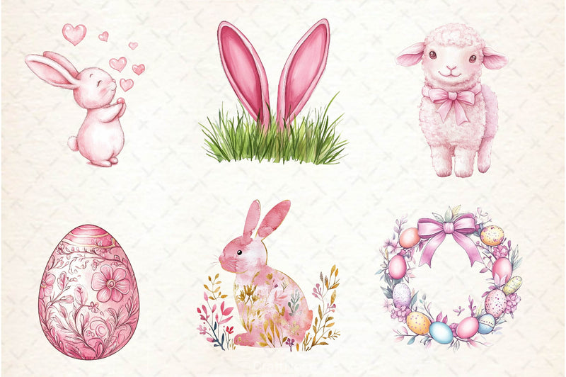 Pink Pastel Easter Clipart Bundle 6 - CraftNest - Digital Crafting and Art