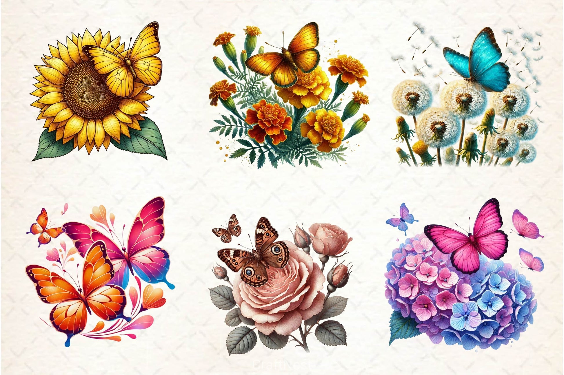 Spring Butterfly Flower Clipart Bundle - CraftNest - Digital Crafting and Art