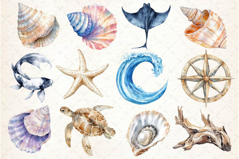 Minimalist Sea Clipart Bundle 4 - CraftNest - Digital Crafting and Art