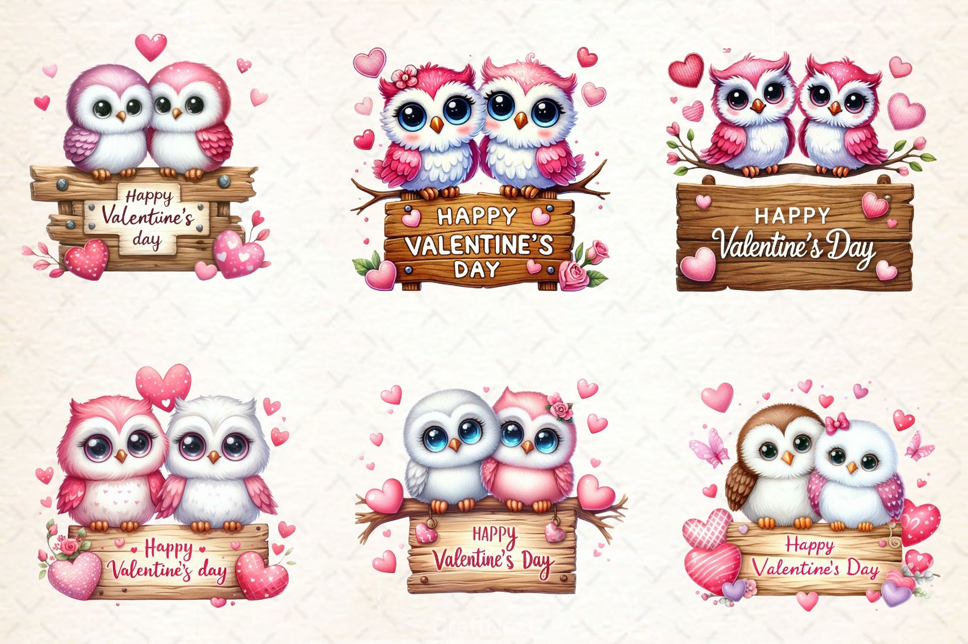 Valentine Cute Owls Clipart Bundle - CraftNest - Digital Crafting and Art