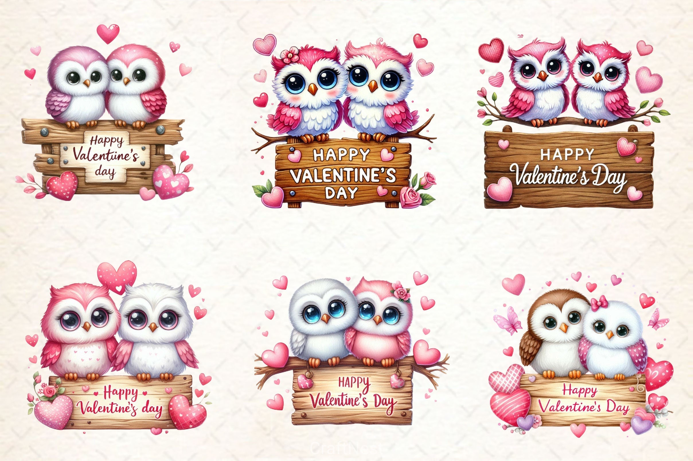Valentine Cute Owls Clipart Bundle - CraftNest - Digital Crafting and Art
