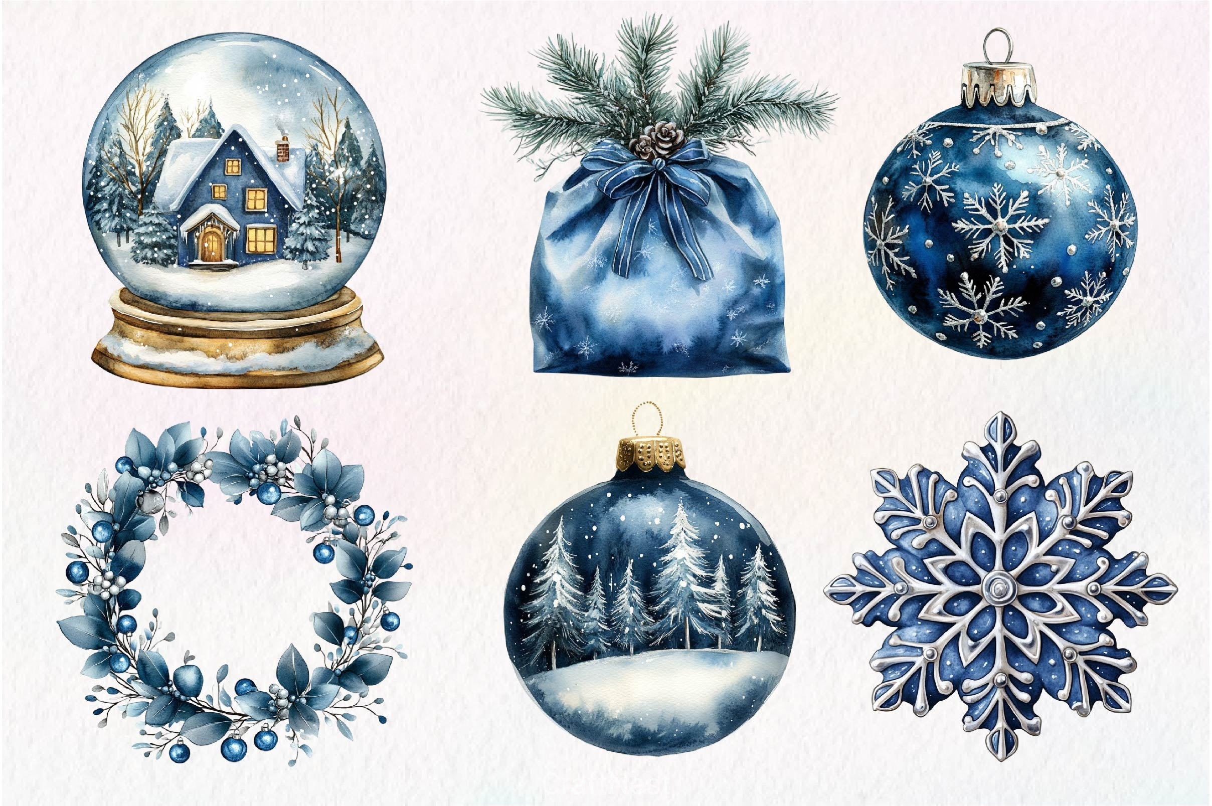 Navy Blue Winter Christmas Clipart Bundle - CraftNest - Digital Crafting and Art
