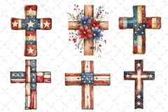 Vintage American Flag Cross Clipart Bundle - CraftNest - Digital Crafting and Art