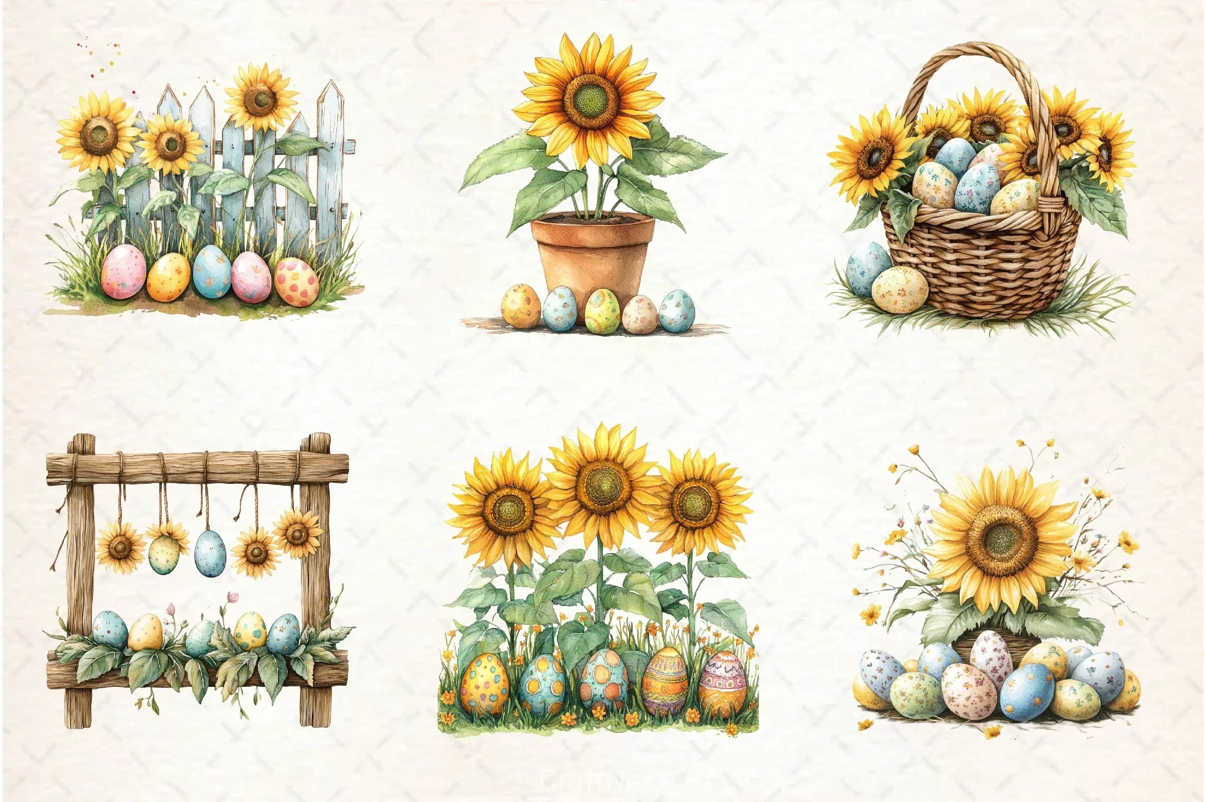 Easter Sunflowers Clipart Bundle 2 - CraftNest - Digital Crafting and Art