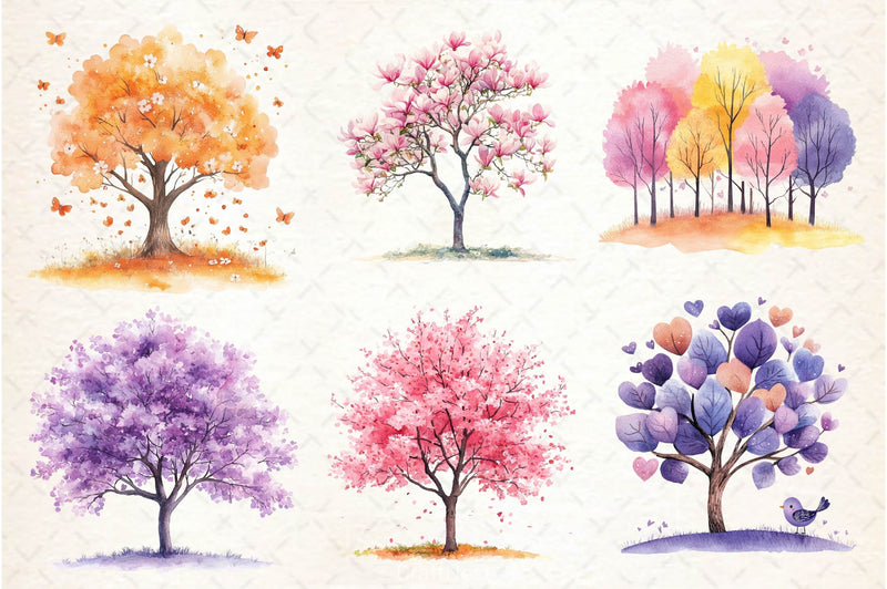 Pastel Spring Trees Clipart Bundle 4 - CraftNest - Digital Crafting and Art