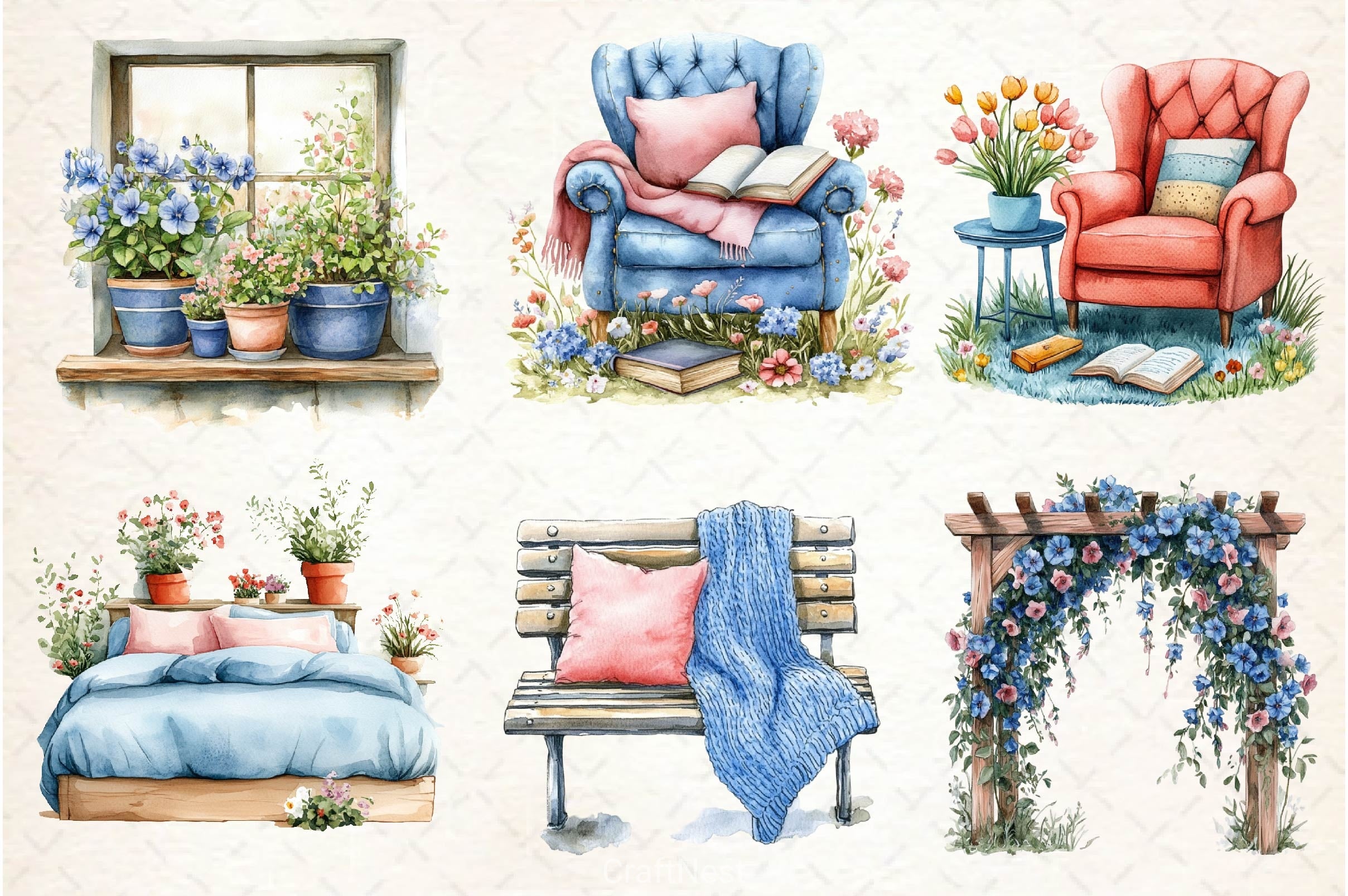 Cozy Romantic Spring Clipart Bundle12 - CraftNest - Digital Crafting and Art