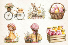 Yellow & Pink Gingham Spring Clipart Bundle - CraftNest - Digital Crafting and Art