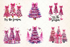Pink Leopard Print Christmas Tree Clipart Bundle - CraftNest - Digital Crafting and Art