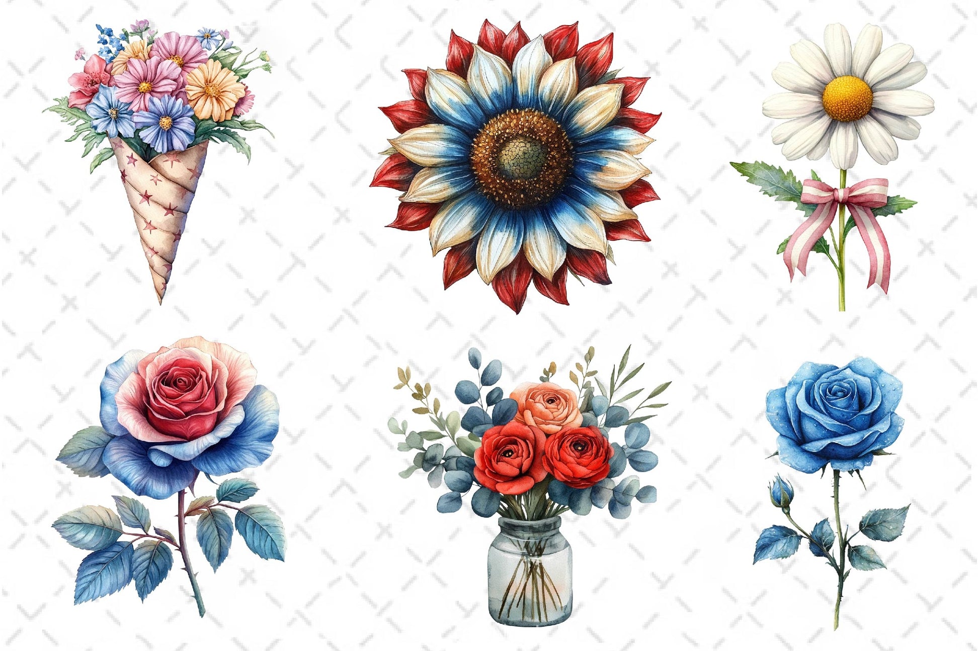 Patriotic Floral Clipart Bundle - CraftNest - Digital Crafting and Art