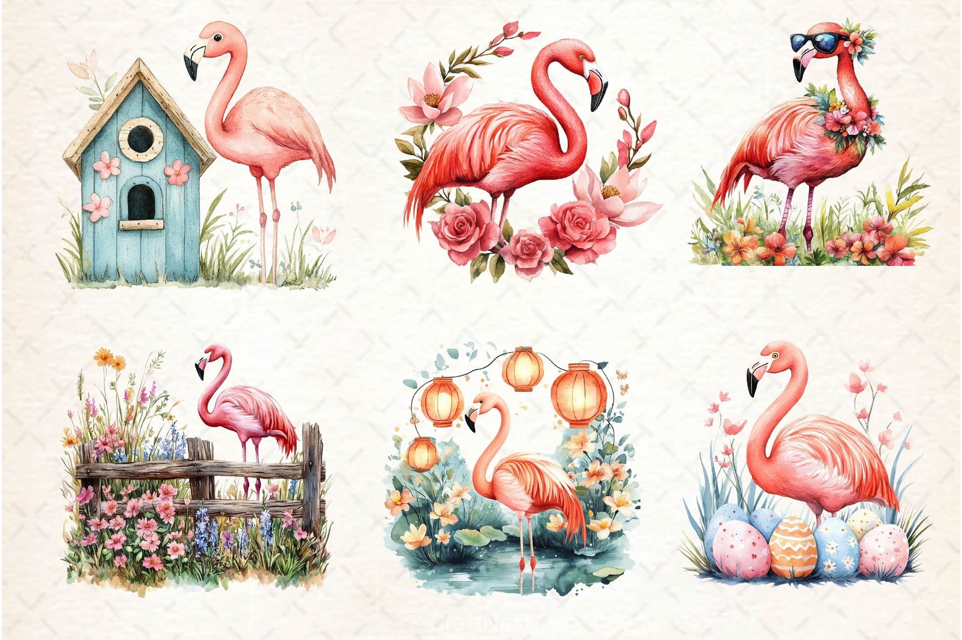 Spring Flamingo Clipart Bundle 2 - CraftNest - Digital Crafting and Art