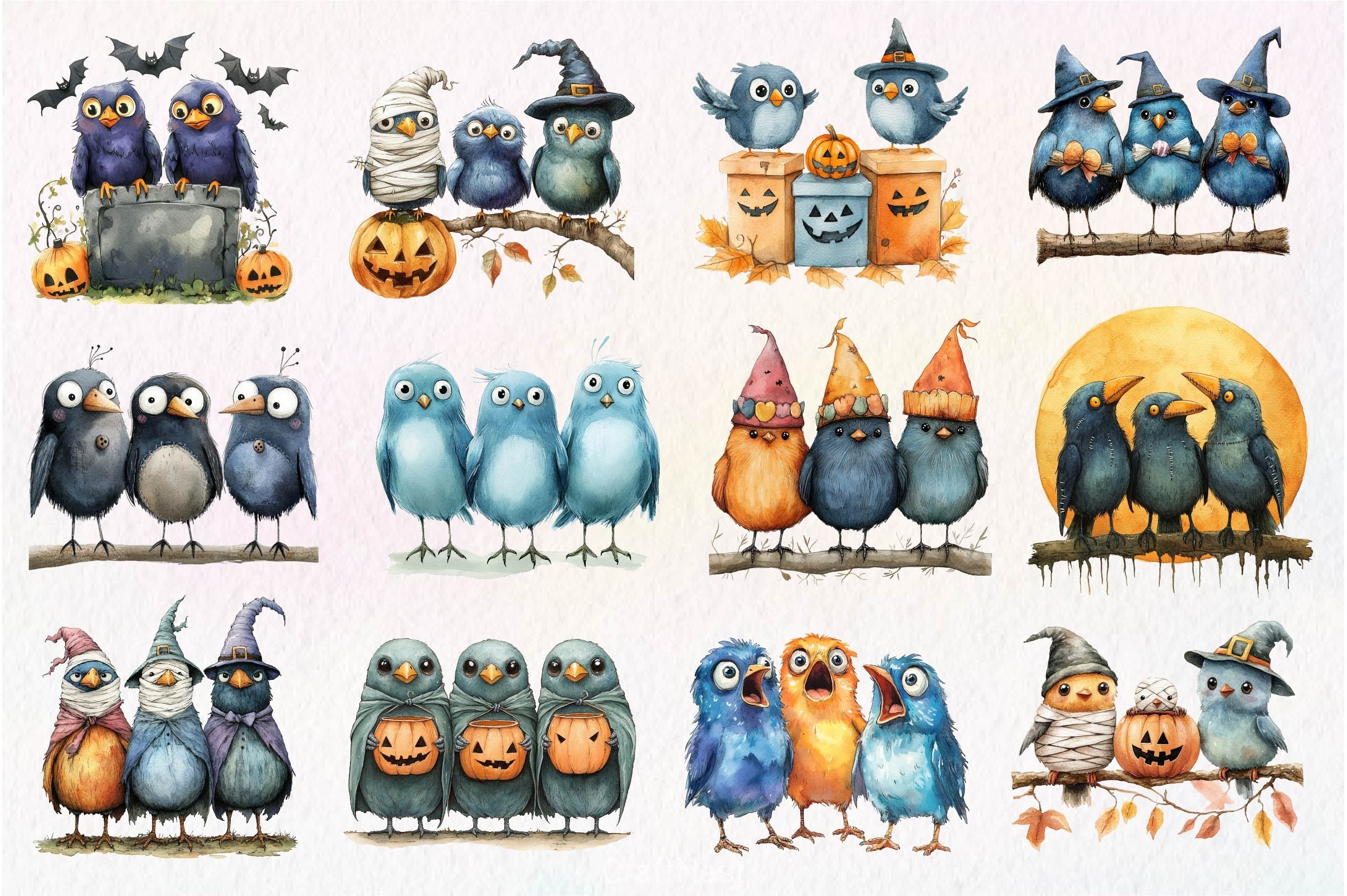 Halloween Quirky Birds Clipart Bundle - CraftNest - Digital Crafting and Art