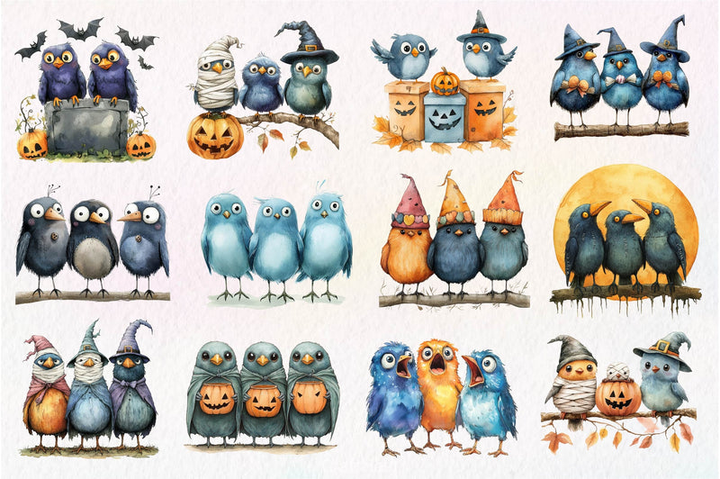Halloween Quirky Birds Clipart Bundle - CraftNest - Digital Crafting and Art