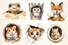Funny Animals In Hole Clipart Bundle 3 - CraftNest - Digital Crafting and Art
