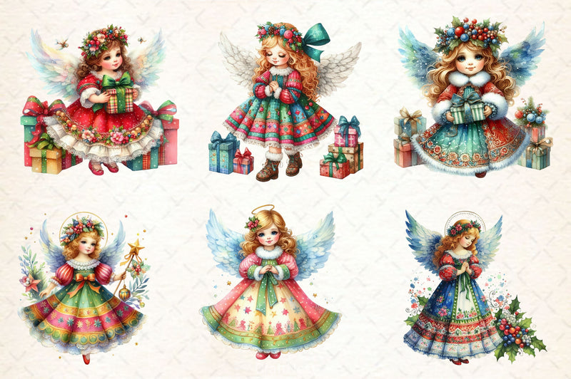 Vintage Christmas Angel Clipart Bundle 2 - CraftNest - Digital Crafting and Art
