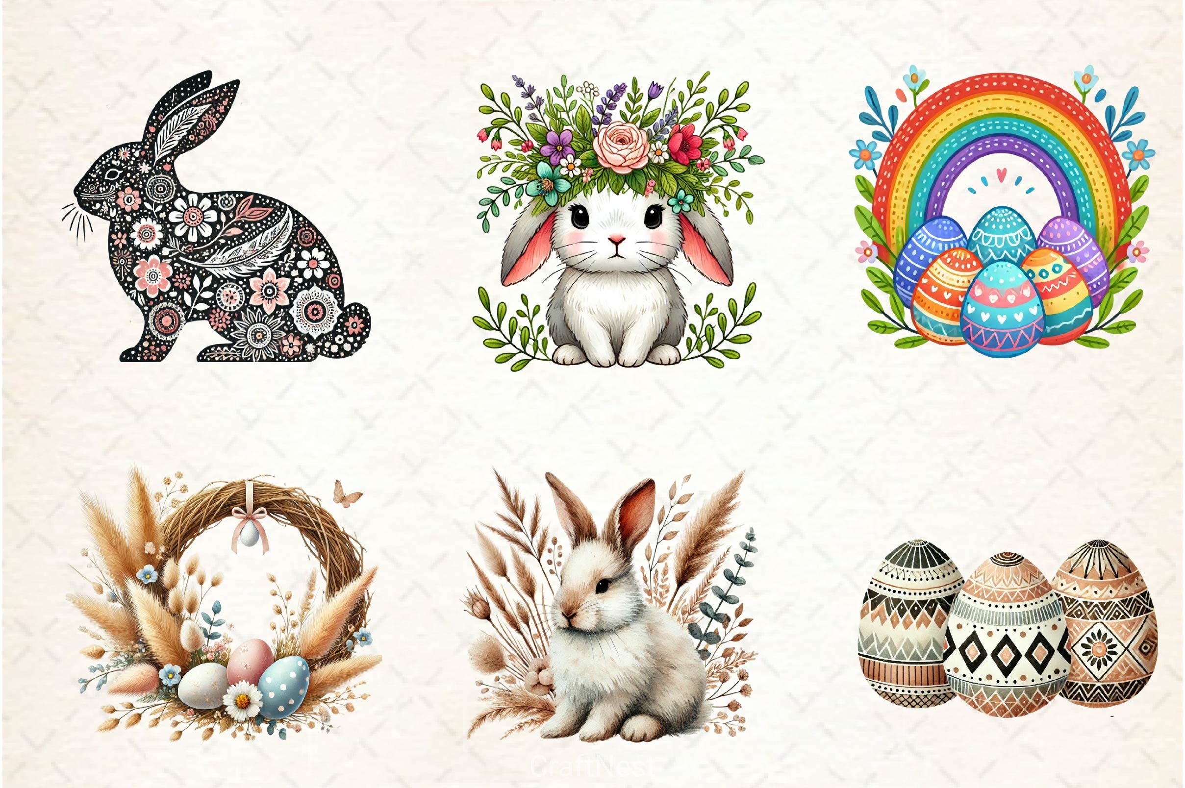 Boho Easter Clipart Bundle 2 - CraftNest - Digital Crafting and Art