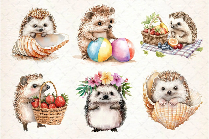 Summer Hedgehog Clipart Bundle 2 - CraftNest - Digital Crafting and Art