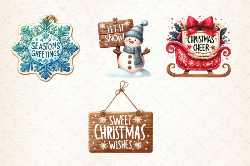 Cute Christmas Signs Clipart Bundle 2 - CraftNest - Digital Crafting and Art