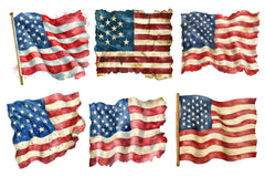 Vintage Grunge American Flag Clipart Bundle - CraftNest - Digital Crafting and Art