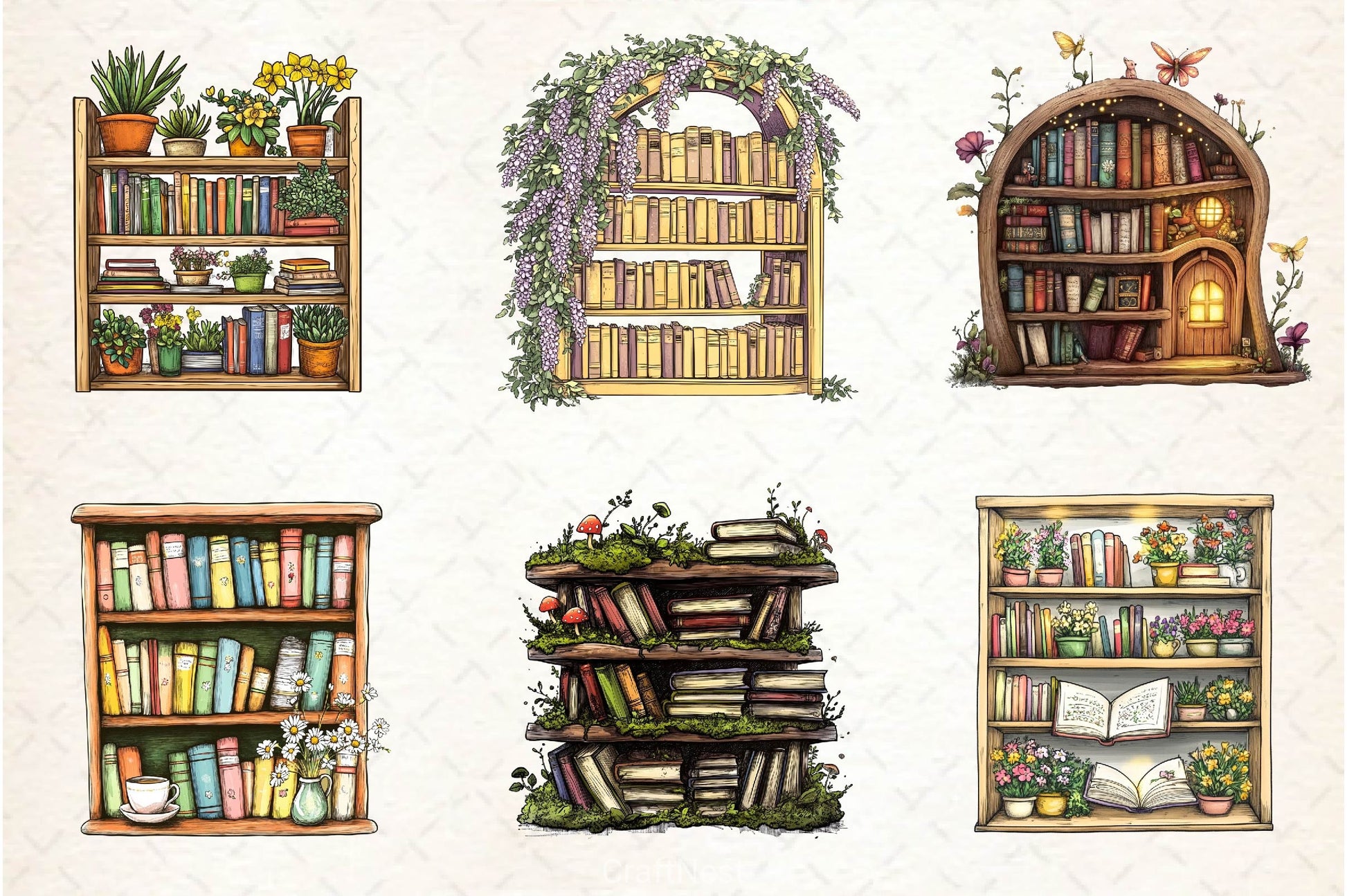 Spring Bookshelves Clipart Bundle - CraftNest - Digital Crafting and Art